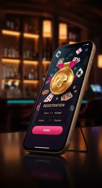 Illustratie van de registratiepagina van Kokobet Casino, met een invulformulier voor persoonlijke gegevens en een welkomstbonus aanbieding.